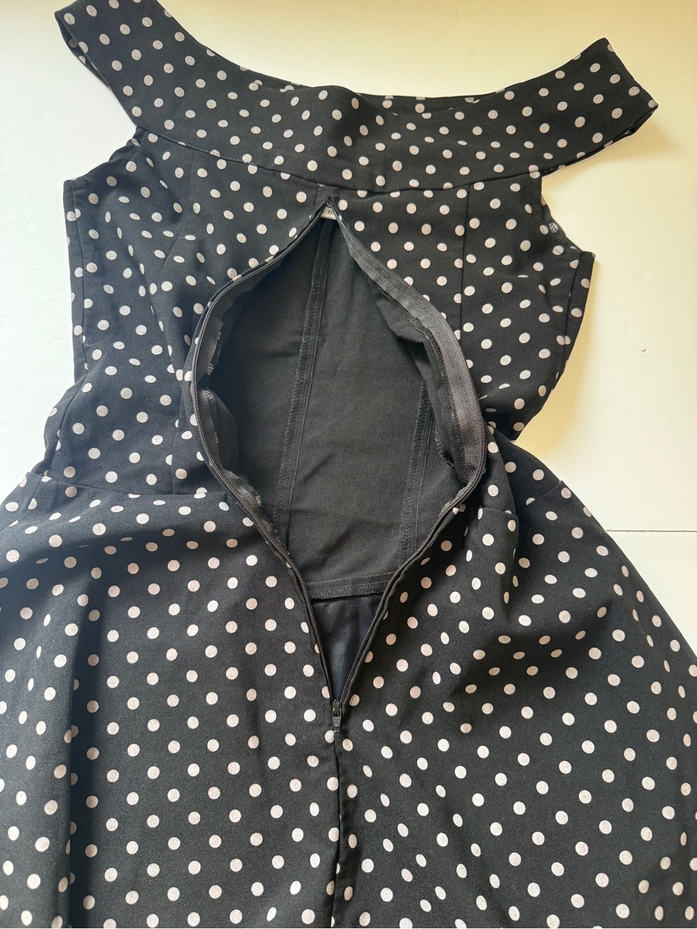 Be Smart Dress Polka Dot Crinoline Flair Retro Pin Up Black White Sz S - Picture 10 of 12